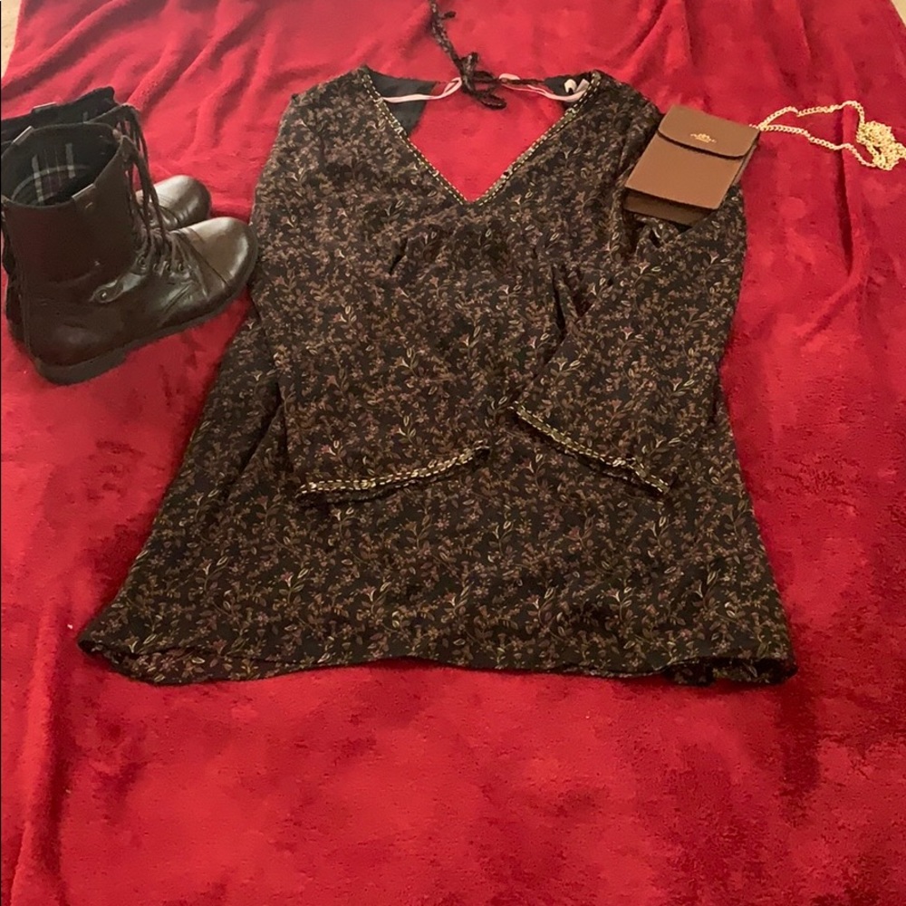 Forever 21 long sleeve floral sequins dress SZ M